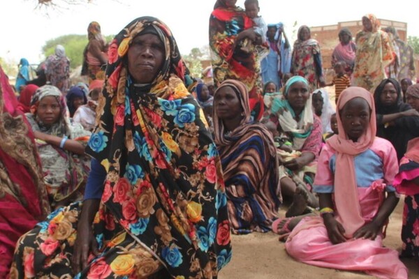 Groep vluchtelingen in Soedan