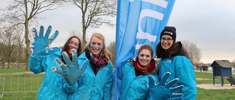 UNICEF-vrijwilligers in actie.