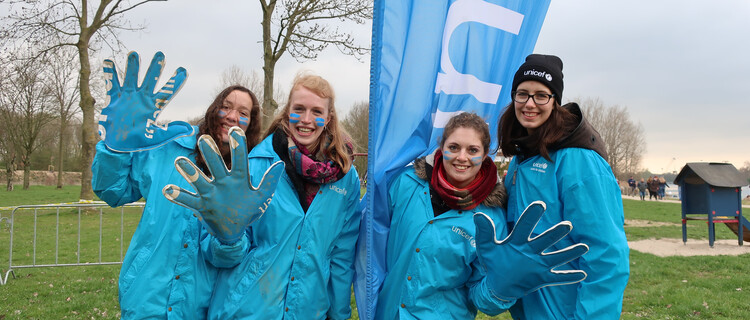 UNICEF-vrijwilligers in actie.