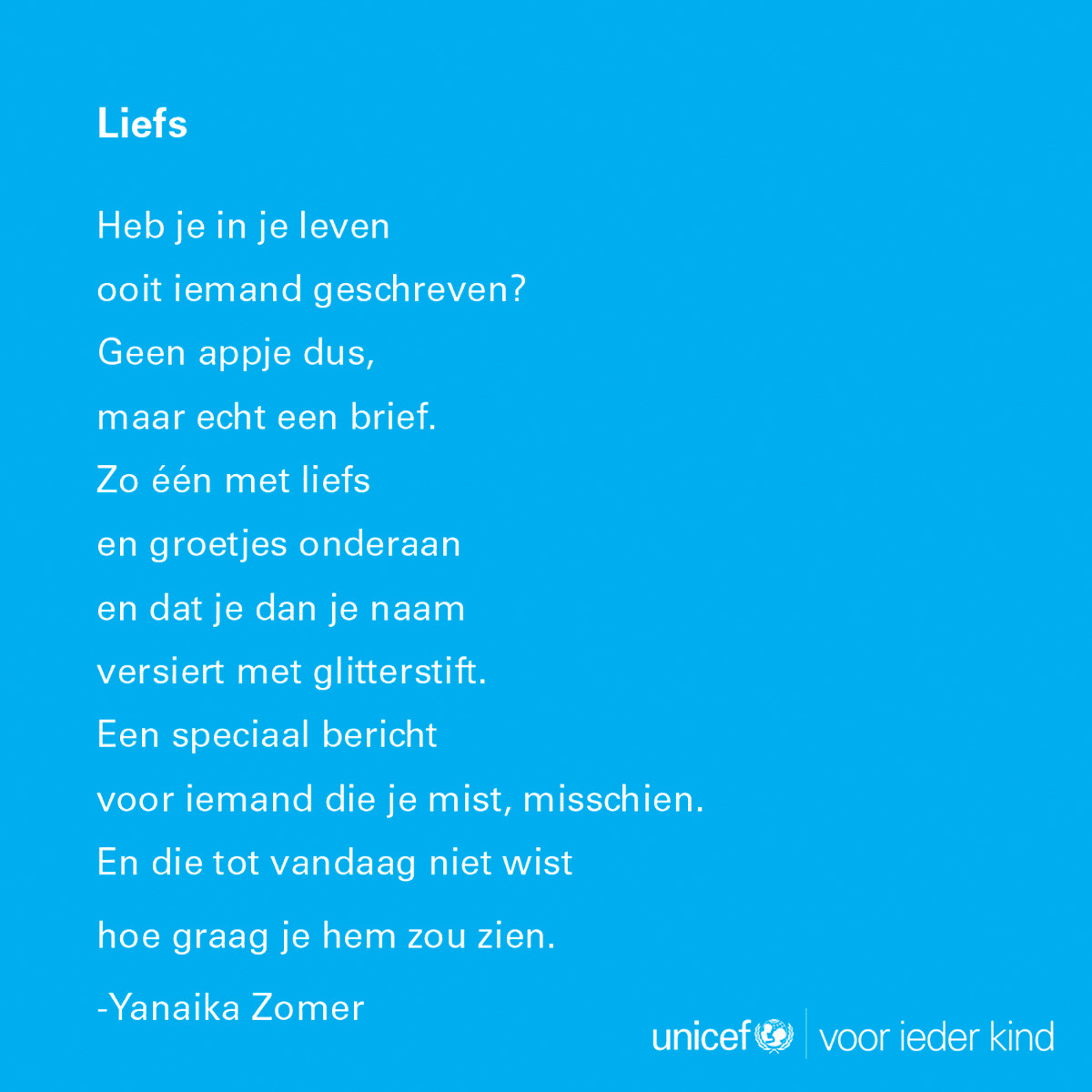 Verbazingwekkend Elke week een gedicht - UNICEF YX-19